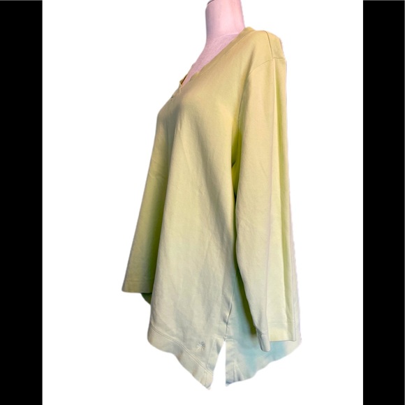 Isaac Mizrahi v neck sweatshirt lime green size 2X - Picture 2 of 11
